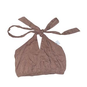 nwt brown cropped halter top